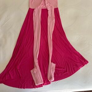 Convertible multi-way pink maxi dress, wrap tie dress, Small